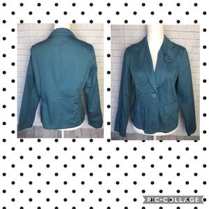R women's blazer size 12 turquoise cotton